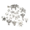 Picture of Zinc Based Alloy Pendants Elephant Animal Antique Silver Color Mixed 49mm x 38mm - 12mm x 12mm, 1 Set ( 17 PCs/Set)