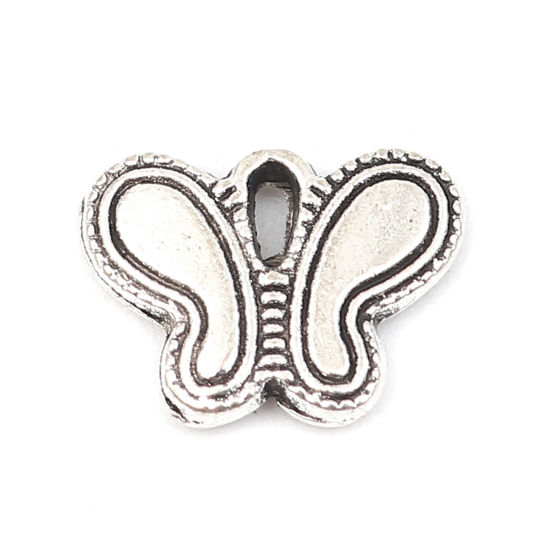 Immagine di Zinc Based Alloy Insect Charms Butterfly Animal Antique Silver Color 14mm x 10mm, 50 PCs