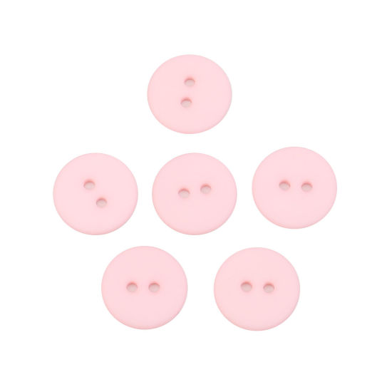 Picture of Resin Sewing Buttons Scrapbooking Two Holes Round Pink 18mm Dia, 200 PCs