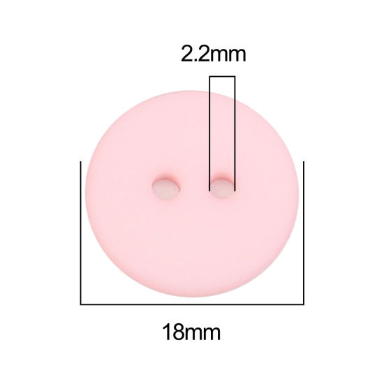 Picture of Resin Sewing Buttons Scrapbooking Two Holes Round Pink 18mm Dia, 200 PCs