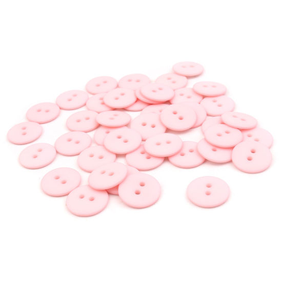 Picture of Resin Sewing Buttons Scrapbooking Two Holes Round Pink 18mm Dia, 200 PCs