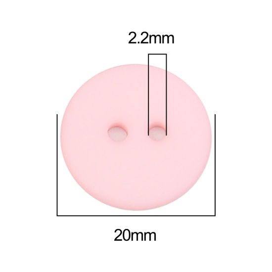 Image de Bouton de Couture en Résine Deux Trous Rond Rose 20mm Dia, 100 Pcs