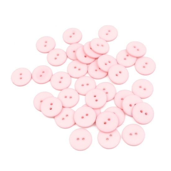 Image de Bouton de Couture en Résine Deux Trous Rond Rose 20mm Dia, 100 Pcs