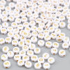 Imagen de Acrylic Beads Flat Round White & Golden Number Pattern About 7mm Dia., Hole: Approx 1.5mm, 500 PCs