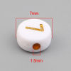 Imagen de Acrylic Beads Flat Round White & Golden Number Pattern About 7mm Dia., Hole: Approx 1.5mm, 500 PCs