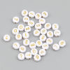 Imagen de Acrylic Beads Flat Round White & Golden Number Pattern About 7mm Dia., Hole: Approx 1.5mm, 500 PCs