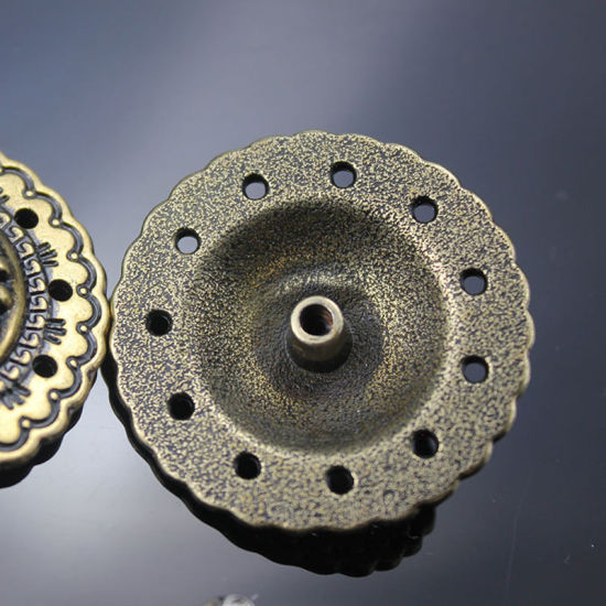 Imagen de Aleación de metal de Zinc + Acrílico Metal Botón Snap Fasteners Ronda Metálico Azul Imitación de turquesa 35mm Dia, 2 Unidades