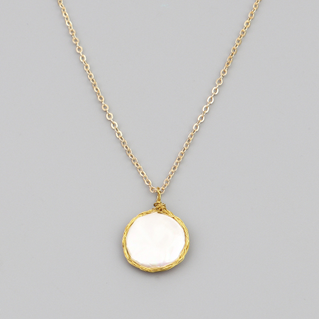 Image de Colliers en Perle de Culture Plaqué Or Véritable 16K Blanc Rond 41cm long, 1 Pièce