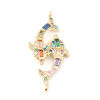 Imagen de Zinc Based Alloy Ocean Jewelry Connectors Fish Animal Gold Plated Micro Pave Multicolor Rhinestone 31mm x 15mm, 1 Piece