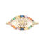 Изображение Zinc Based Alloy Micro Pave Connectors Eye Gold Plated Multicolor Rhinestone 29mm x 13mm, 1 Piece