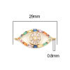 Imagen de Zinc Based Alloy Micro Pave Connectors Eye Gold Plated Multicolor Rhinestone 29mm x 13mm, 1 Piece