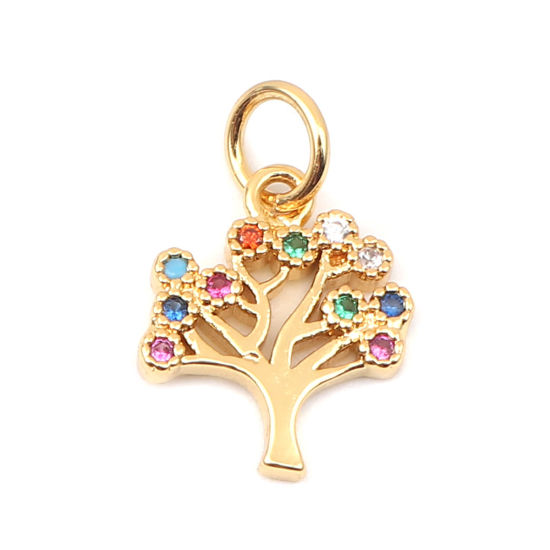 DoreenBeads Zinc Based Alloy Micro Pave Charms Tree Gold Plated