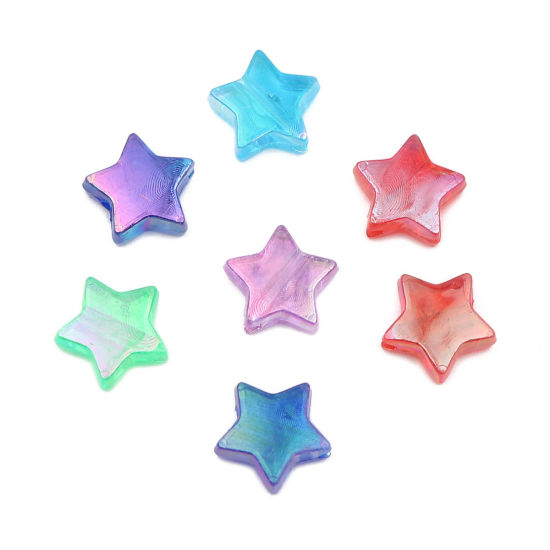 Picture of Acrylic Beads Pentagram Star At Random Mixed AB Color About 11mm x 10mm, Hole: Approx 1.6mm, 300 PCs