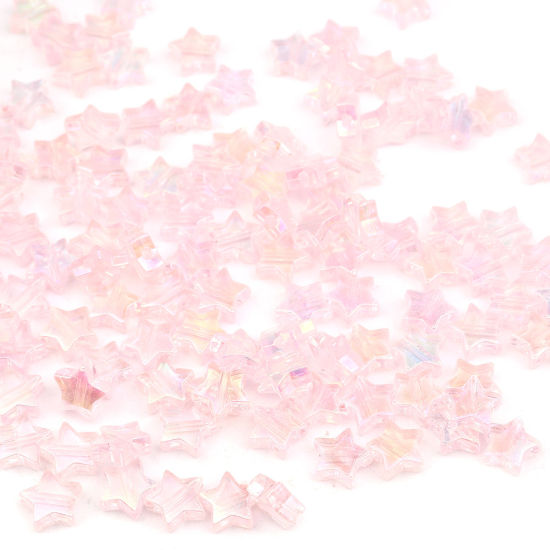 Image de Perles en Acrylique Etoile Rose Couleur AB 11mm x 10mm, Trou: env. 1.6mm, 300 Pcs