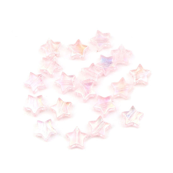 Bild von Acryl Perlen Pentagramm Stern Rosa AB Farbe ca. 11mm x 10mm, Loch:ca. 1.6mm, 300 Stück