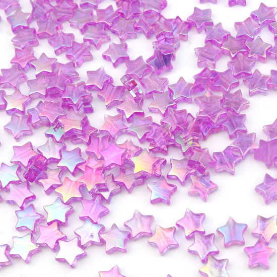 Image de Perles en Acrylique Etoile Violet Couleur AB 11mm x 10mm, Trou: env. 1.6mm, 300 Pcs