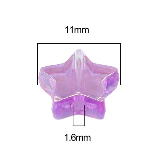 Image de Perles en Acrylique Etoile Violet Couleur AB 11mm x 10mm, Trou: env. 1.6mm, 300 Pcs