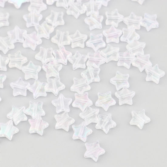 Picture of Acrylic Beads Pentagram Star White AB Color About 11mm x 10mm, Hole: Approx 1.6mm, 300 PCs