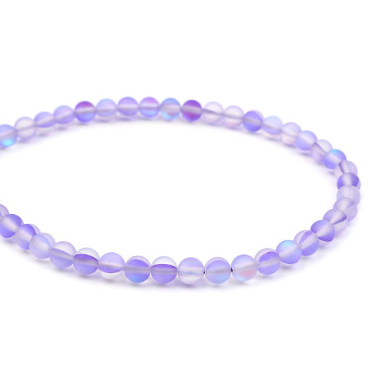 Image de Glass Imitation Glitter Polaris Beads Round Blue Violet Translucent Frosted About 6mm Dia, Hole: Approx 0.9mm, 38cm(15") long, 1 Strand (Approx 62 PCs/Strand)