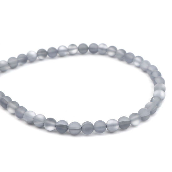 Bild von Glass Imitation Glitter Polaris Beads Round Gray Translucent Frosted About 8mm Dia, Hole: Approx 0.9mm, 37cm(14 5/8") long, 1 Strand (Approx 48 PCs/Strand)