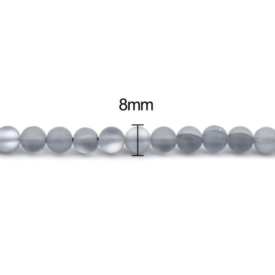 Bild von Glass Imitation Glitter Polaris Beads Round Gray Translucent Frosted About 8mm Dia, Hole: Approx 0.9mm, 37cm(14 5/8") long, 1 Strand (Approx 48 PCs/Strand)