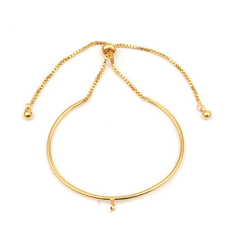 Imagen de Zinc Based Alloy Bracelets Accessories Findings Round Gold Plated W/ Loop 17.8cm(7") long, 1 Piece