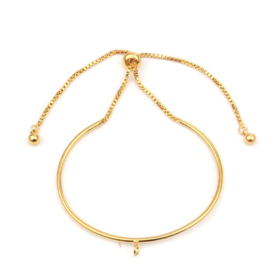 Image de Zinc Based Alloy Bracelets Accessories Findings Round Gold Plated W/ Loop 17.8cm(7") long, 1 Piece