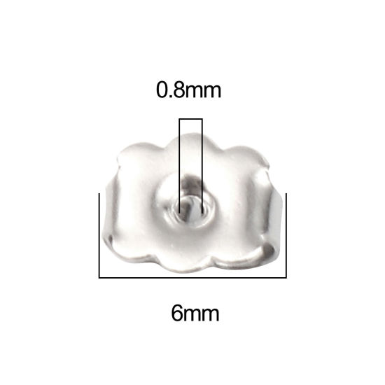 Immagine di 304 Acciaio Inossidabile Orecchino Indietro Tappi Rettangolo Tono Argento 6mm x 5mm, 50 Pz