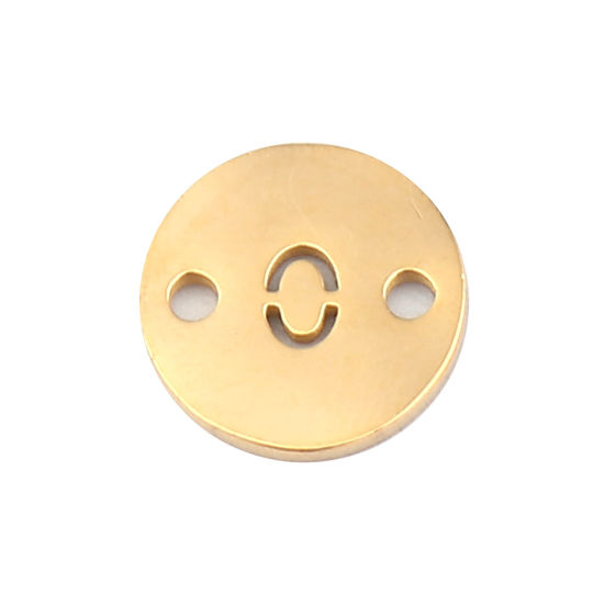 Picture of Stainless Steel Connectors Round Gold Plated Number Message " 0 " 10mm Dia., 2 PCs