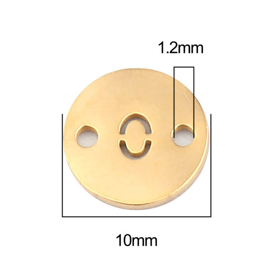 Picture of Stainless Steel Connectors Round Gold Plated Number Message " 0 " 10mm Dia., 2 PCs