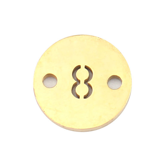 Picture of Stainless Steel Connectors Round Gold Plated Number Message " 8 " 10mm Dia., 2 PCs