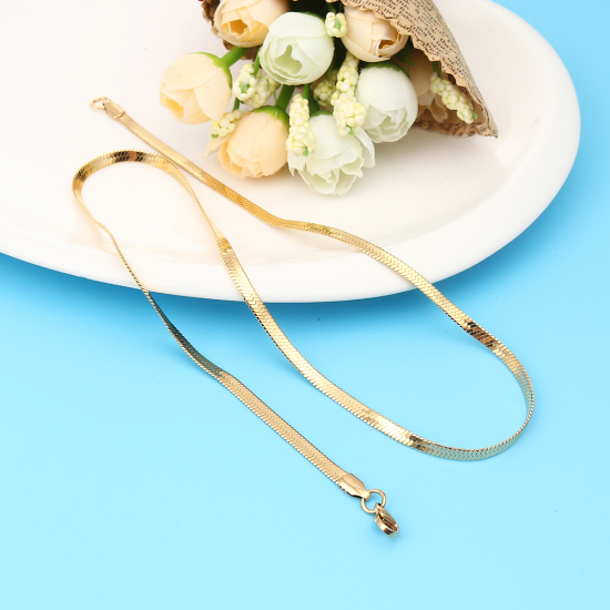 Picture of 1 Piece Vacuum Plating 304 Stainless Steel Necklace For DIY Jewelry Making Gold Plated 50.2cm(19 6/8") long