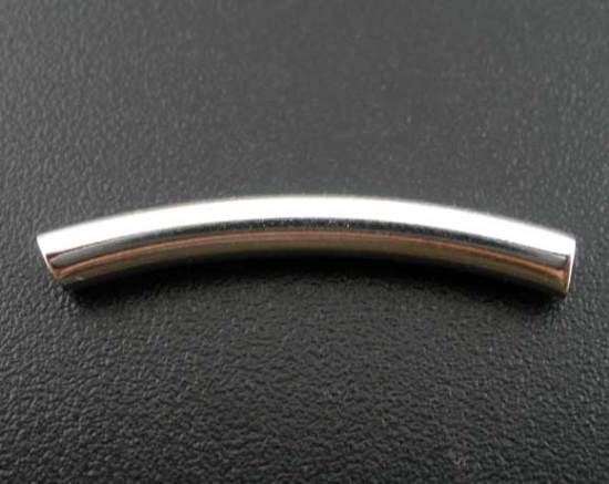 Image de Perle en Laiton Curve Tube Argenté 24mm x 3mm, Taille de Trou: 2.8mm, 200 PCs                                                                                                                                                                                 