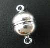 Picture of Brass Magnetic Clasps Round Silver Tone 13mm( 4/8") x 8mm( 3/8"), 10 Sets                                                                                                                                                                                     