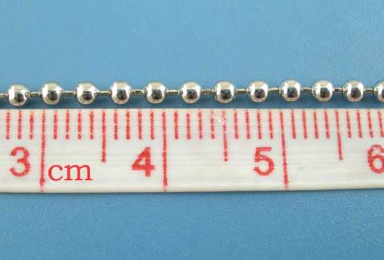 Bild von Eisen(Legierung) Kugelkette Kette Silberfarben 2mm D., 8 Meter