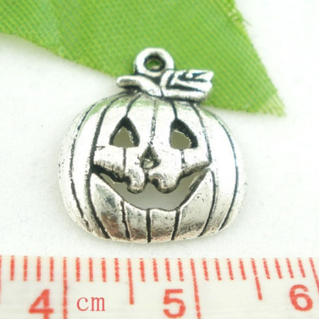 Imagen de Colgantes Aleación del Metal Del Zinc de Calabaza Plata Antigua Rhinestone 18.0mm x 16.0mm, 40 Unidades 