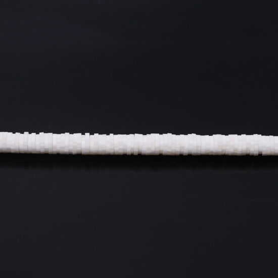 Picture of 3 Strands (Approx 330 - 350 PCs/Strand) Polymer Clay Katsuki Beads Round Creamy-White About 6mm Dia, Hole: Approx 1.7mm, 40.5cm(16") - 40cm(15 6/8") long