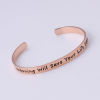 Picture of Stainless Steel Open Cuff Bangles Bracelets Rose Gold Message " Hamboning Will Save Your Life Someday " Corrosion 20cm(7 7/8") long, 1 Piece