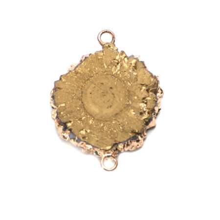 Imagen de (Grado A) Latón + ágata ( Natural ) Conectores Óvalo Dorado Amarronado 3.7cm x 2.7cm, 5 Unidades