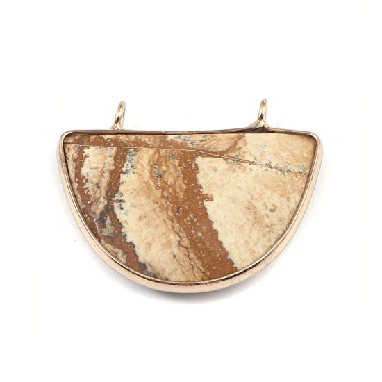 Image de (Classement A) Pendentifs en Pierre ( Naturel ) Demi-Rond Brun 3.2cm x 2.6cm, 5 Pcs