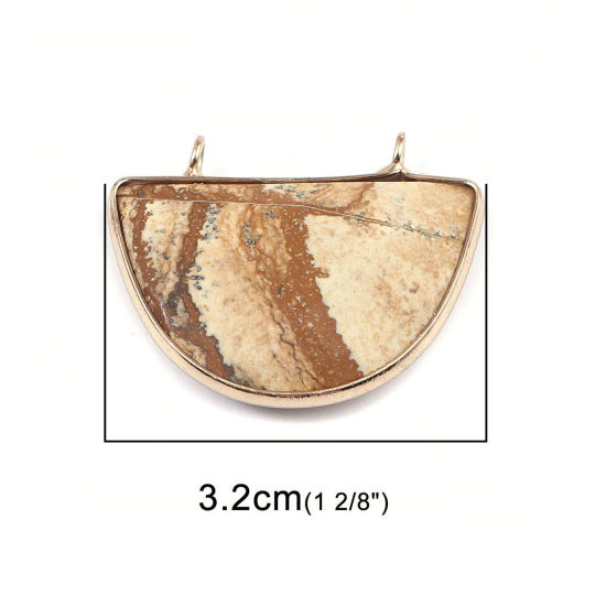 Image de (Classement A) Pendentifs en Pierre ( Naturel ) Demi-Rond Brun 3.2cm x 2.6cm, 5 Pcs