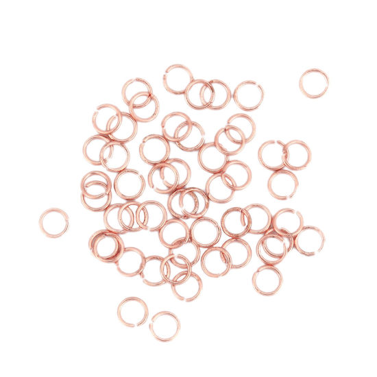 Picture of (26 gauge) 304 Stainless Steel Open Jump Rings Findings Round 18K Rose Gold Color 3mm Dia., 10000 PCs