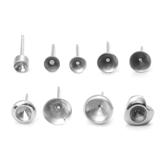 Image de Boucles d'Oreilles Puces en 304 Acier Inoxydable Rond Argent Mat (Apparié à Strass ss16 Dos en Pointe ) 4mm Dia., Epaisseur de Fil: (21 gauge), 100 Pcs
