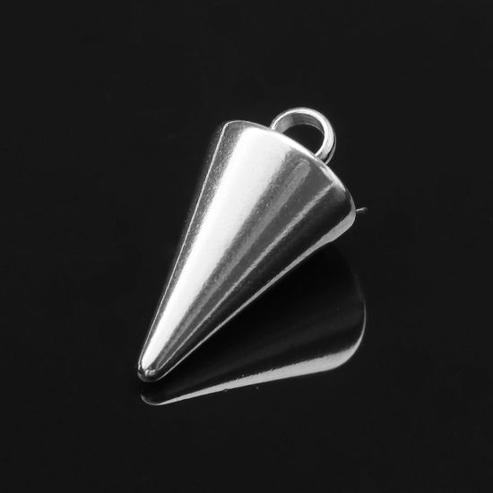 Immagine di 304 Acciaio Inossidabile Charms Cono Tono Argento 14mm x 7mm, 100 Pz