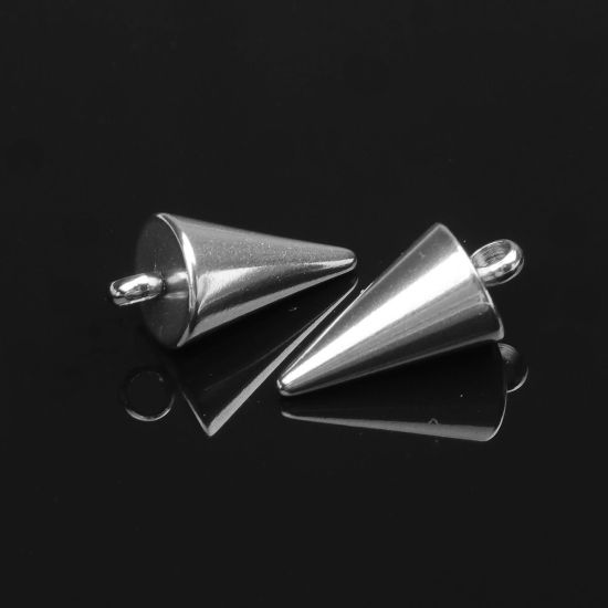 Immagine di 304 Acciaio Inossidabile Charms Cono Tono Argento 14mm x 7mm, 100 Pz