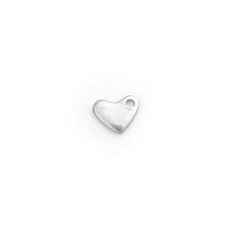 304 Stainless Steel Charms Heart Silver Tone 7mm x 6mm, 100 PCs