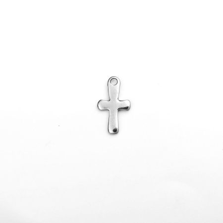 Image de Breloques en 304 Acier Inoxydable Religieux Croix Argent Mat 12mm x 7mm , 100 Pcs