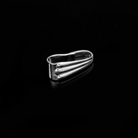 Picture of 304 Stainless Steel Pendant Pinch Bails Clasps Oval Silver Tone 9mm x 4mm, 100 PCs