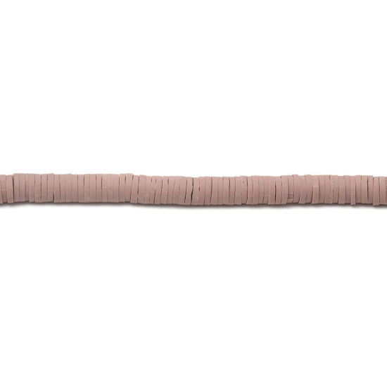 Image de Perles Katsuki en Pâte Polymère Rond Kaki 5mm Dia, Taille de Trou: 1.7mm, 40.5cm - 40cm long, 200 Enfilades (Env. 330 - 350 PCs/Enfilade)