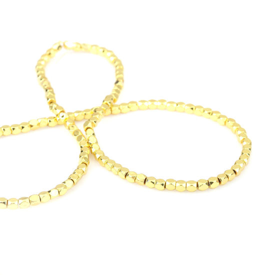 Picture of (Grade B) Hematite ( Natural ) Beads Polygon Golden Faceted About 3mm x 3mm, 40.5cm(16") long, 5 Strands (Approx 128 PCs/Strand)